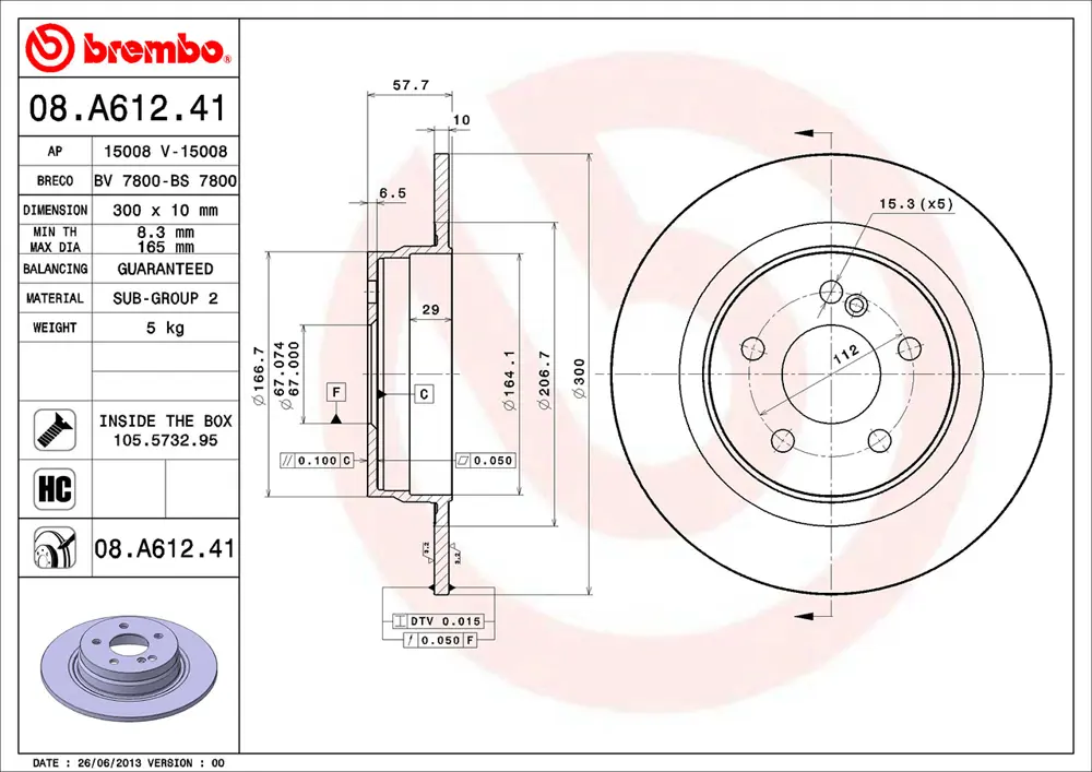 Brembo Brake Disc 08A61241 (Rear)