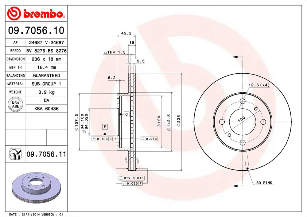 Brembo Brake Disc 09705611 (Front)