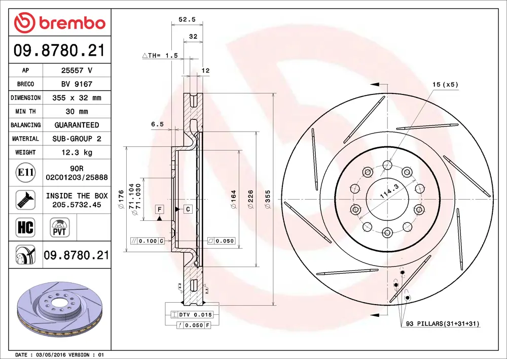 Brembo Brake Disc 09878021 (Front)