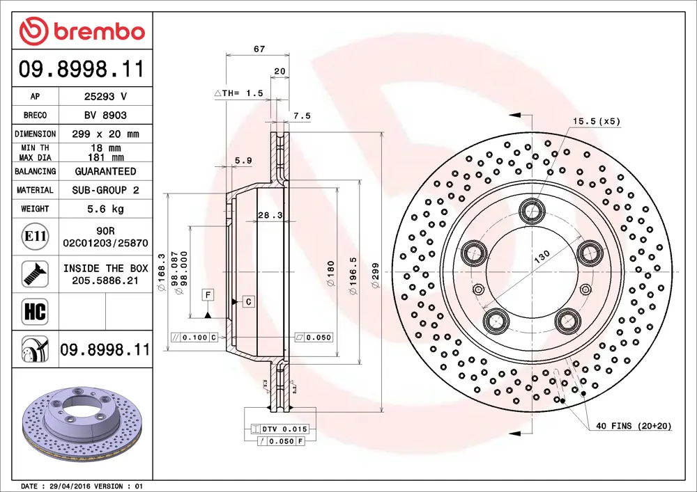 Brembo Brake Disc 09899811 (Rear)