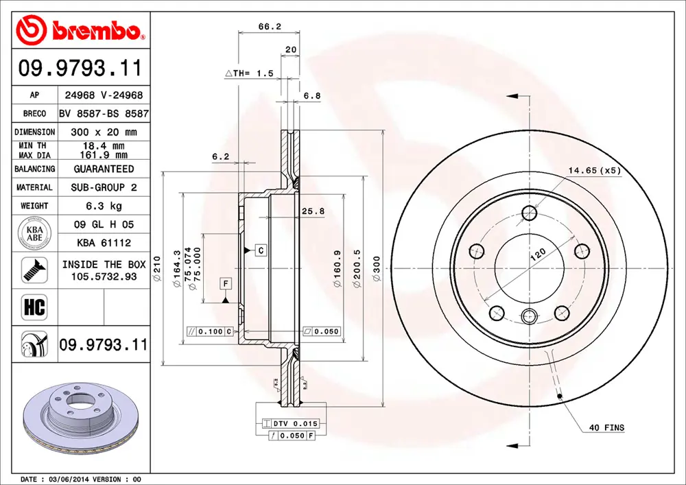 Brembo Brake Disc 09979311 (Rear)