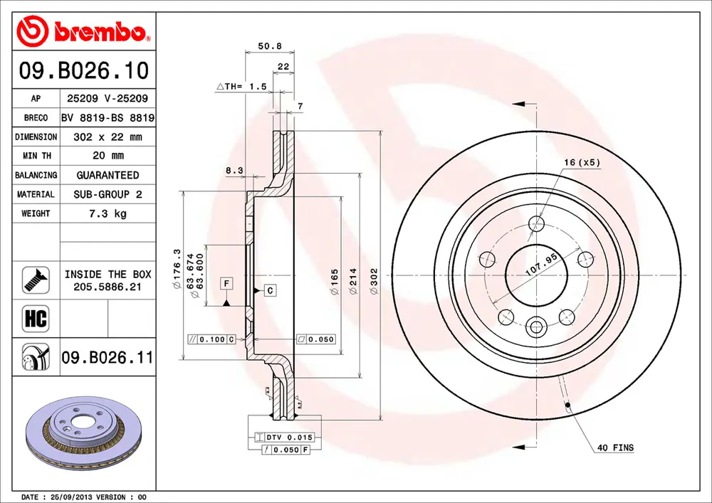 Brembo Brake Disc 09B02611 (Rear)