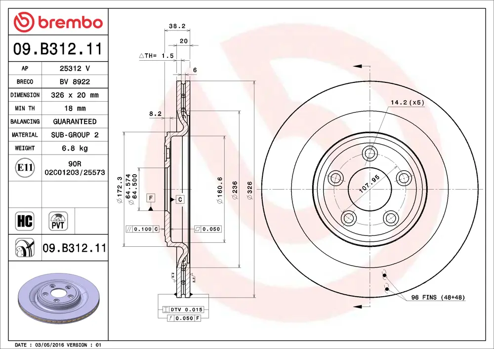 Brembo Brake Disc 09B31211 (Rear)