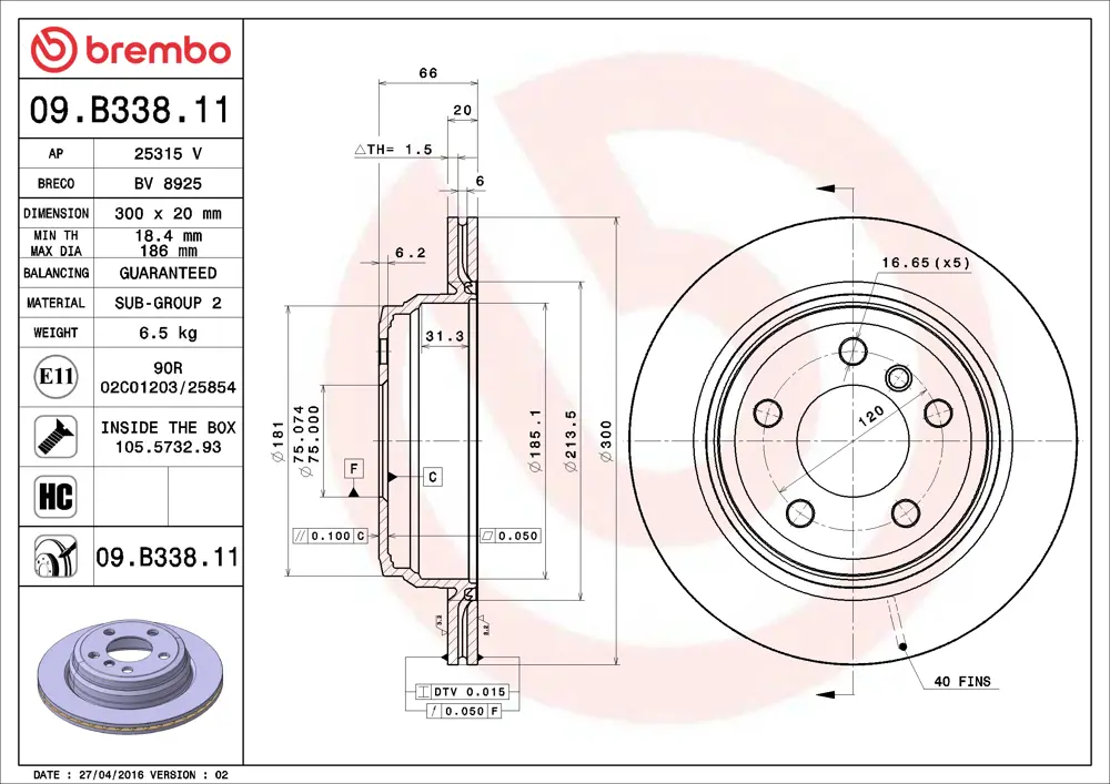 Brembo Brake Disc 09B33811 (Rear)