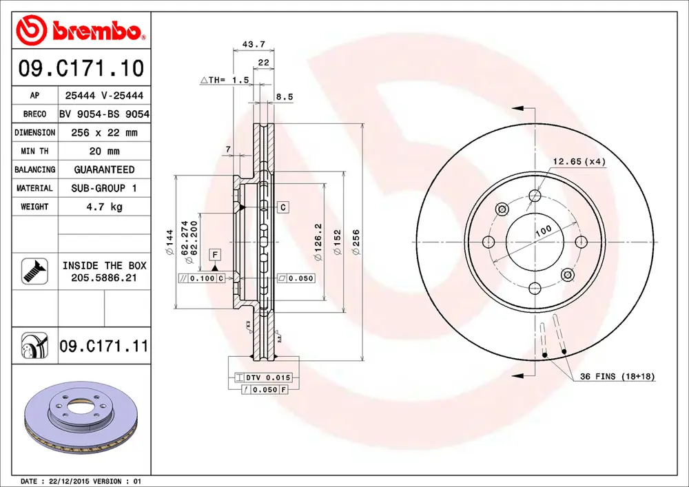 Brembo Brake Disc 09C17111 (Front)