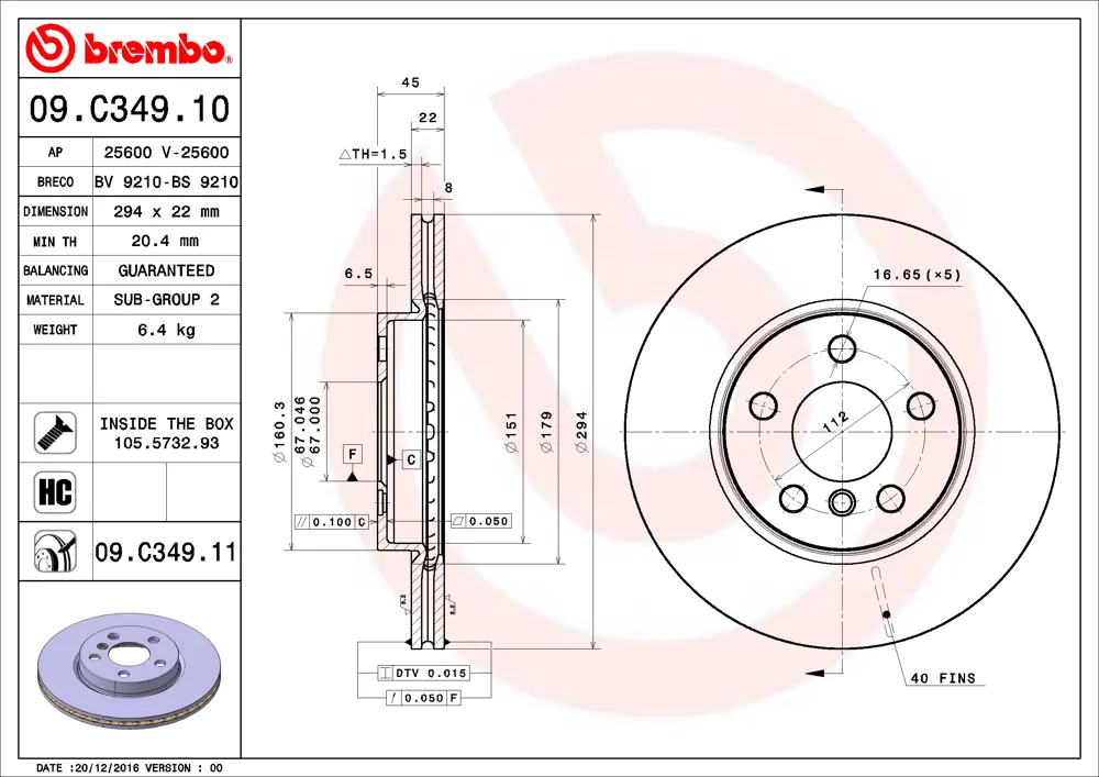 Brembo Brake Disc 09C34911 (Front)