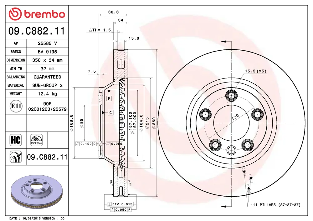 Brembo Brake Disc 09C88211 (Front)