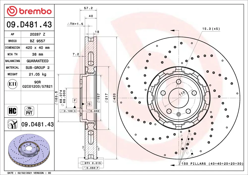 Brembo Brake Disc 09D48143 (Front)