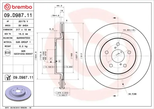 Brembo Brake Disc 09D98711 (Rear)
