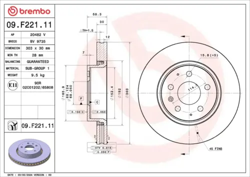Brembo Brake Disc 09F22111 (Front)