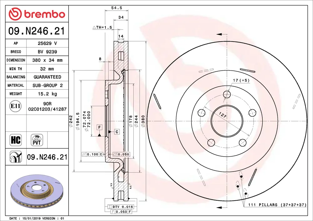Brembo Brake Disc 09N24621 (Front)