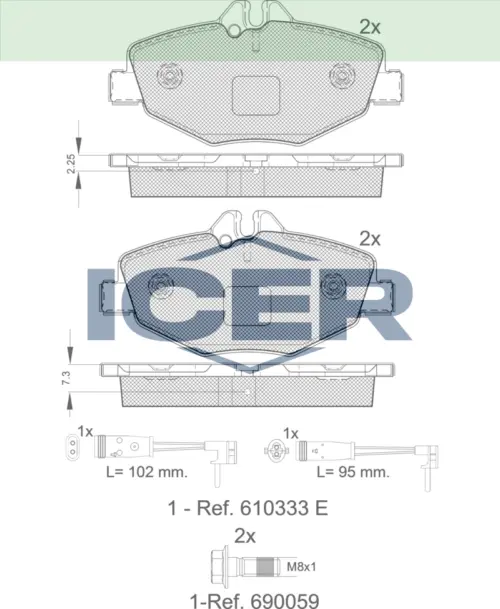 ICER Brake Pads 181527-701 (Front)