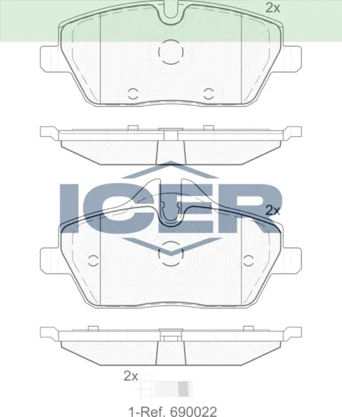 ICER Brake Pads 181662-202 (Front)