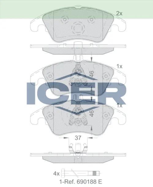 ICER Brake Pads 181865 (Front)
