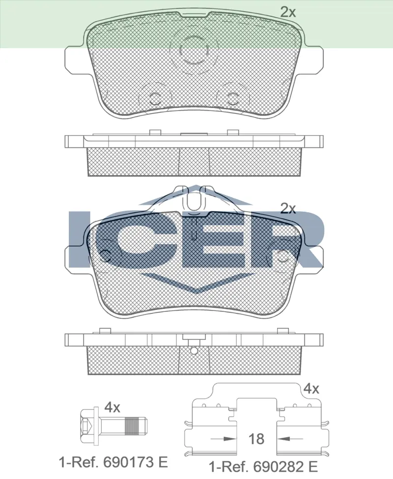 ICER Brake Pads 182072-067 (Rear)