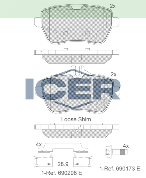 ICER Brake Pads 182076 (Rear)