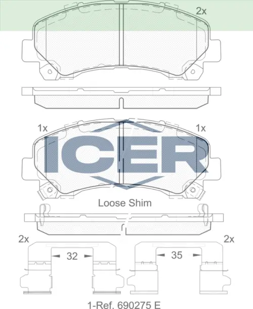 ICER Brake Pads 182082 (Front)