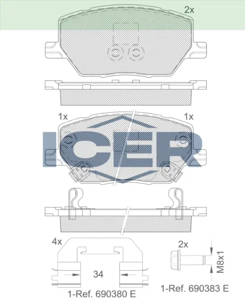 ICER Brake Pads 182243 (Front)