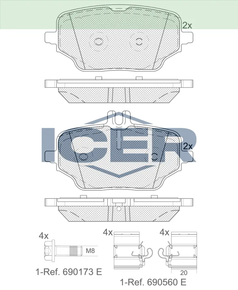 ICER Brake Pads 182392 (Rear)