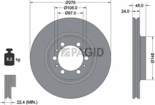 Pagid OEM Brake Disc 50219N (Front)
