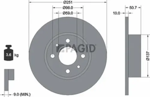 Pagid OEM Brake Disc 51803NC (Rear)