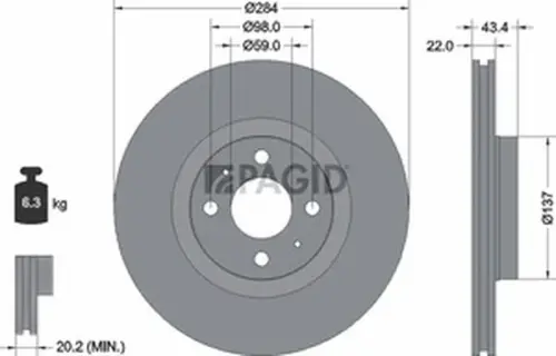 Pagid OEM Brake Disc 51808NC (Front)