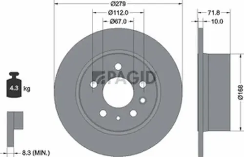 Pagid OEM Brake Disc 52101N (Rear)