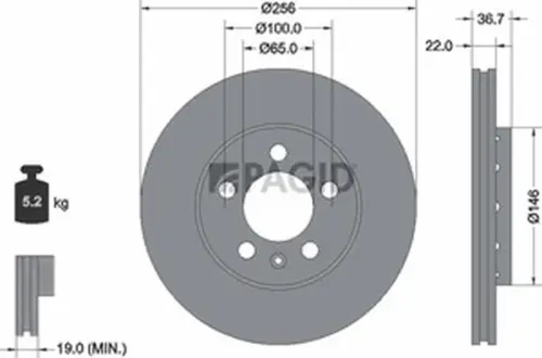 Pagid OEM Brake Disc 53953NHC (Front)
