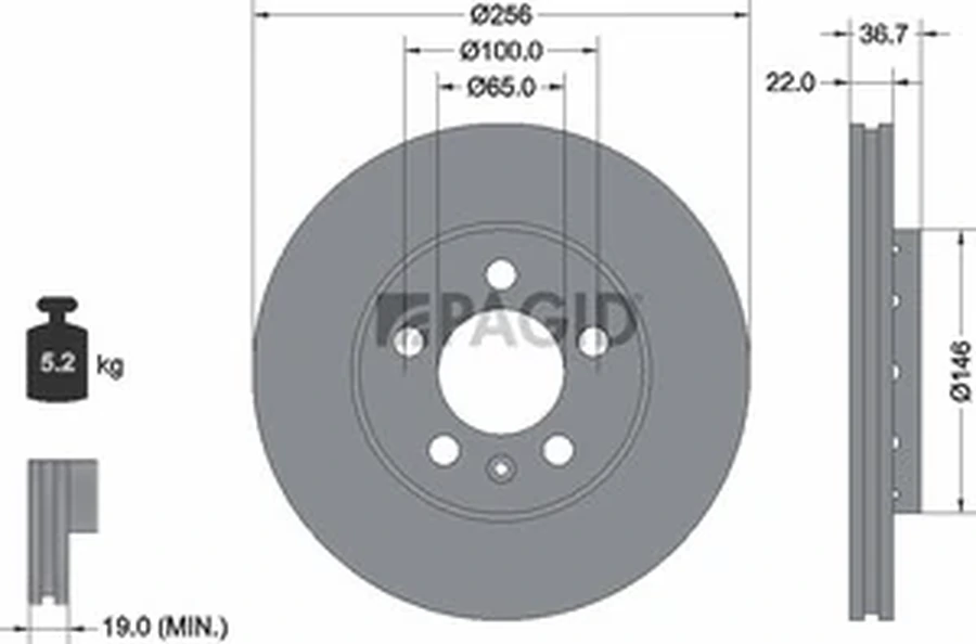 Pagid OEM Brake Disc 53953NHC (Front)