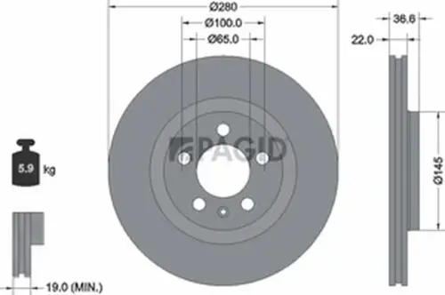 Pagid OEM Brake Disc 53954NHC (Front)
