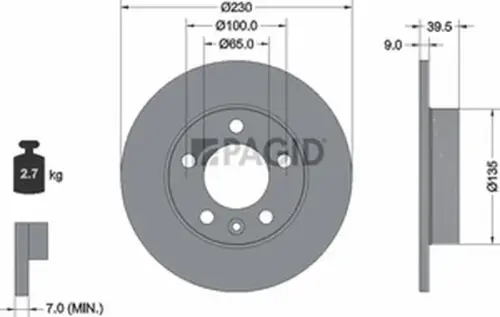 Pagid OEM Brake Disc 53955NC (Rear)