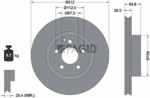 Pagid OEM Brake Disc 54153NHC (Front)