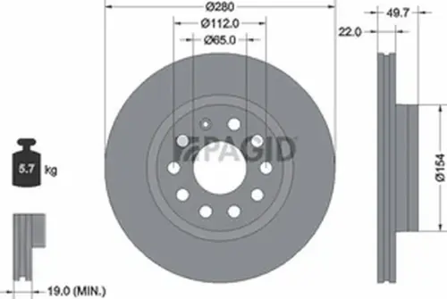 Pagid OEM Brake Disc 54207NHC (Front)