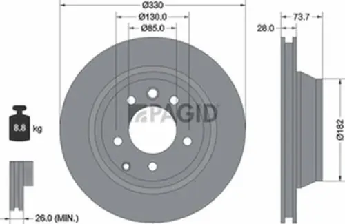Pagid OEM Brake Disc 54220NHC (Rear)