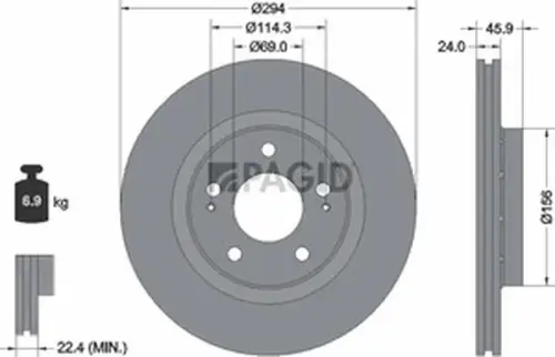 Pagid OEM Brake Disc 54352NC (Front)