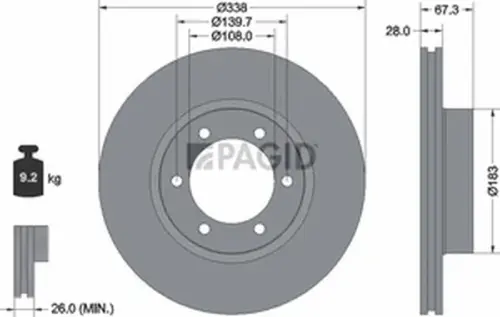 Pagid OEM Brake Disc 54373NC (Front)