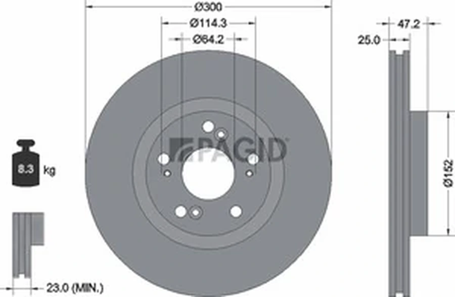 Pagid OEM Brake Disc 54409NC (Front)
