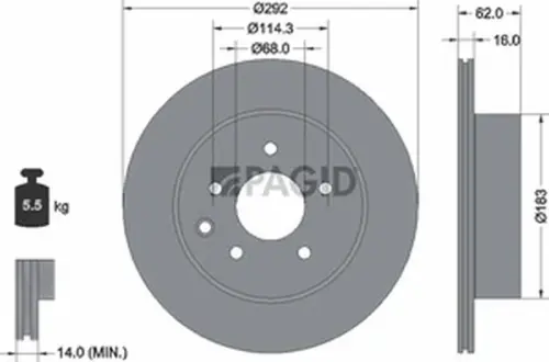Pagid OEM Brake Disc 54440NC (Rear)