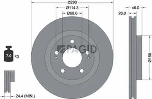 Pagid OEM Brake Disc 54483NC (Rear)