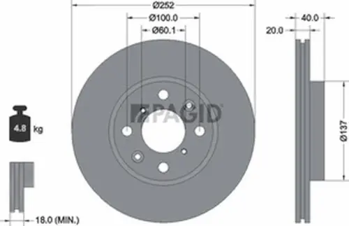 Pagid OEM Brake Disc 54489NC (Front)