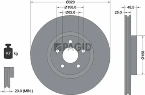 Pagid OEM Brake Disc 54491NC (Front)