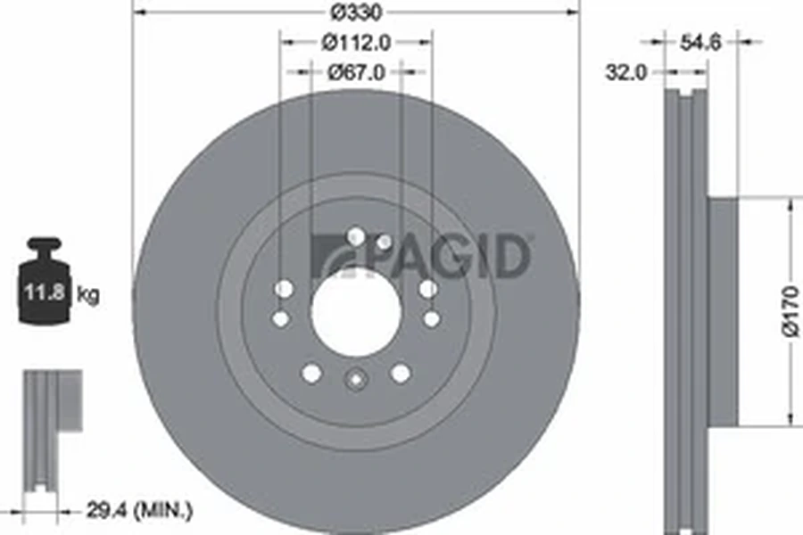 Pagid OEM Brake Disc 54506NHC (Front)