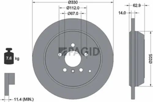 Pagid OEM Brake Disc 54508NC (Rear)