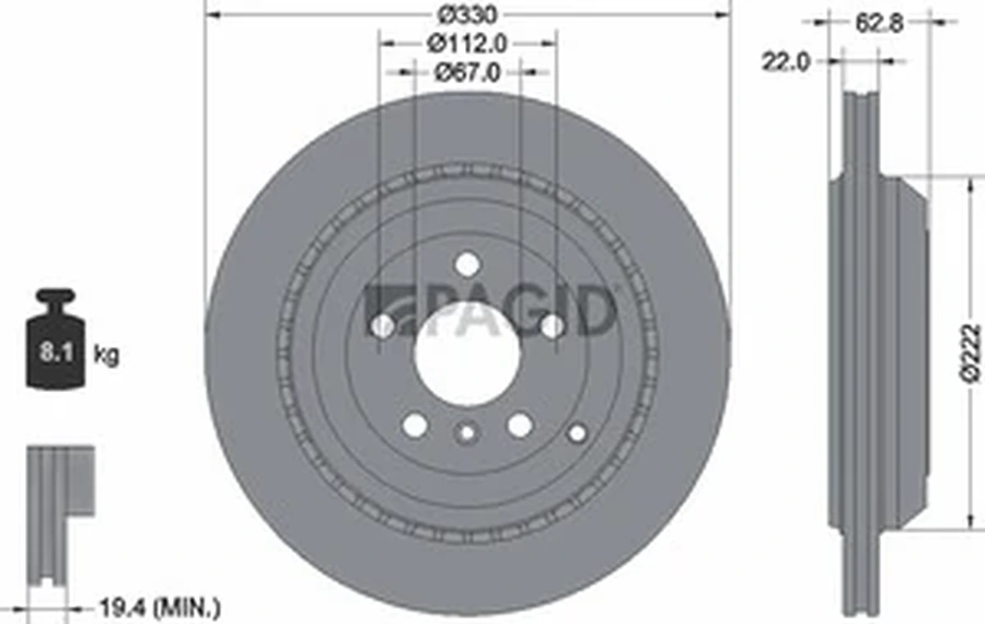 Pagid OEM Brake Disc 54509NC (Rear)