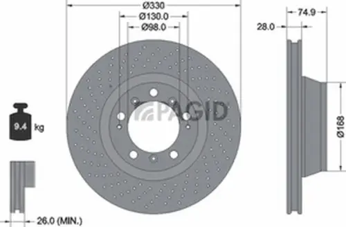 Pagid OEM Brake Disc 54535NHC (Rear)
