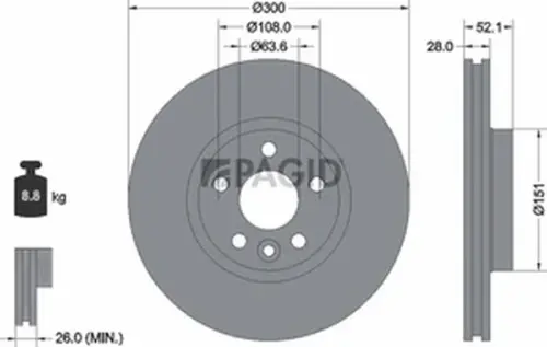 Pagid OEM Brake Disc 54592NHC (Front)