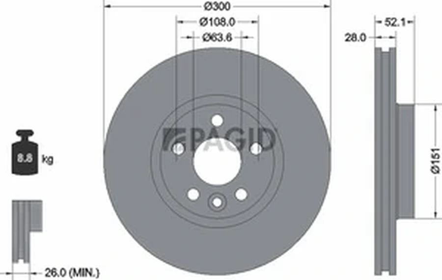 Pagid OEM Brake Disc 54592NHC (Front)