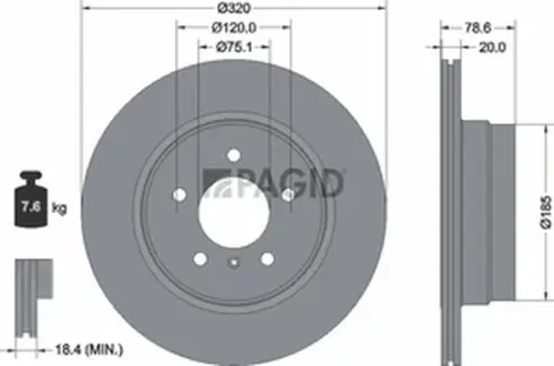 Pagid OEM Brake Disc 54611NC (Rear)