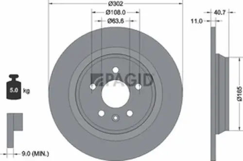 Pagid OEM Brake Disc 54629NC (Rear)