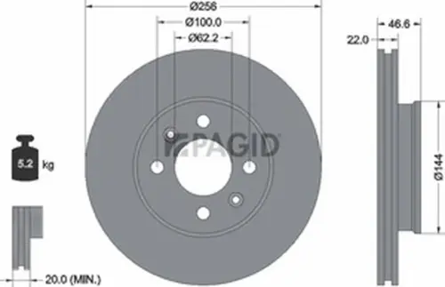 Pagid OEM Brake Disc 54647NC (Front)